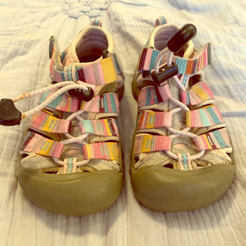 Keen toddler water shoes pastel stripes